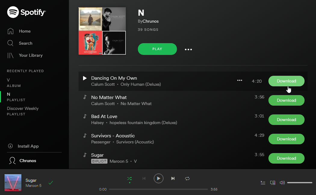 Can spotify be downloaded to a mp3 player for free download